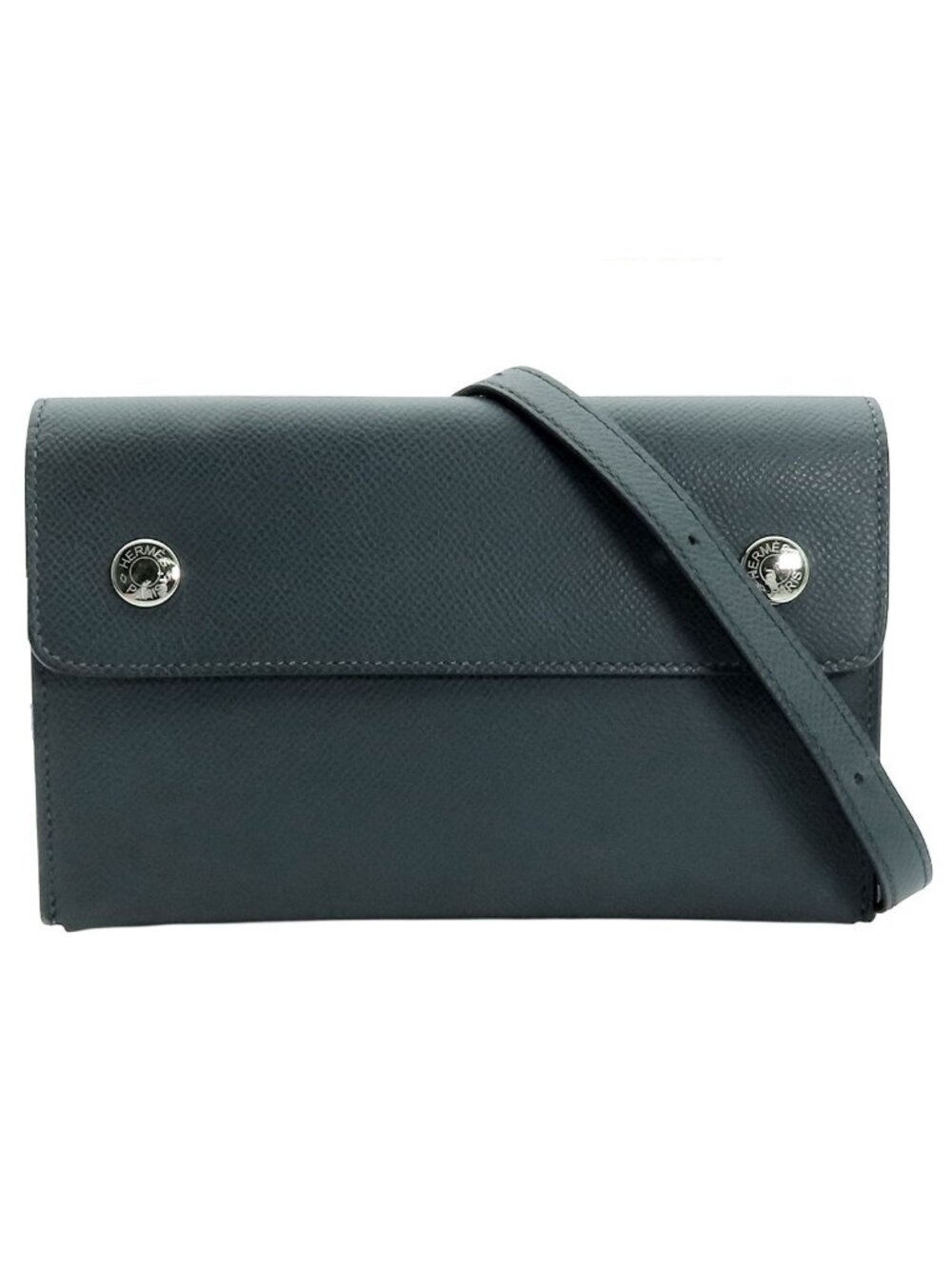 Hermes Knap to Go Gray Misty Silver Epsom Dark Shoulder Bag
